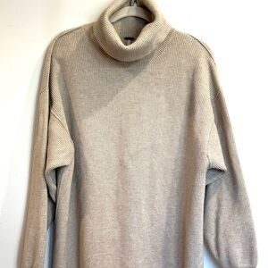 Free People Oatmeal Turtleneck Sweater Oversized Slouchy Small